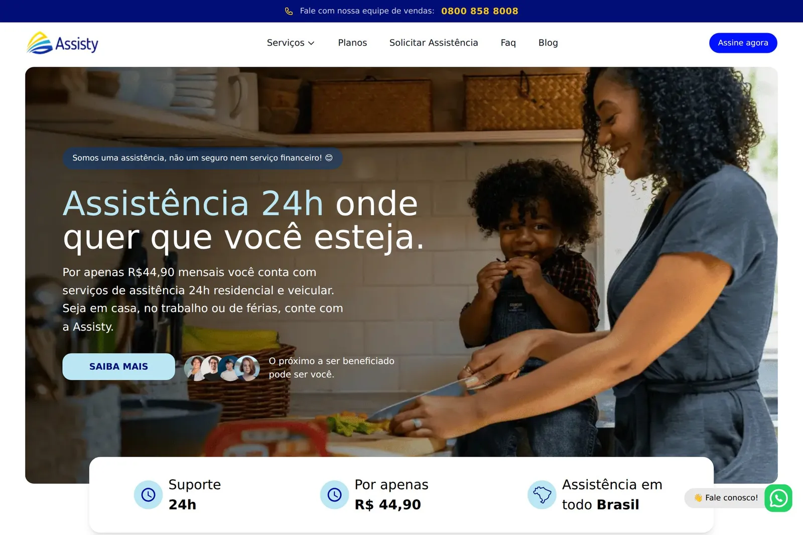 Página inicial do site Assisty